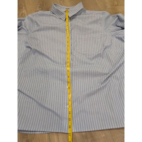 Duluth Trading Wrinklefighter Button-Down Shirt Women's 1X Blue White Pinstripe - Picture 10 of 16